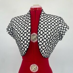 2FOR$20 Y2K Black & White Embroidered Pattern Super Cropped Bolero Jacket